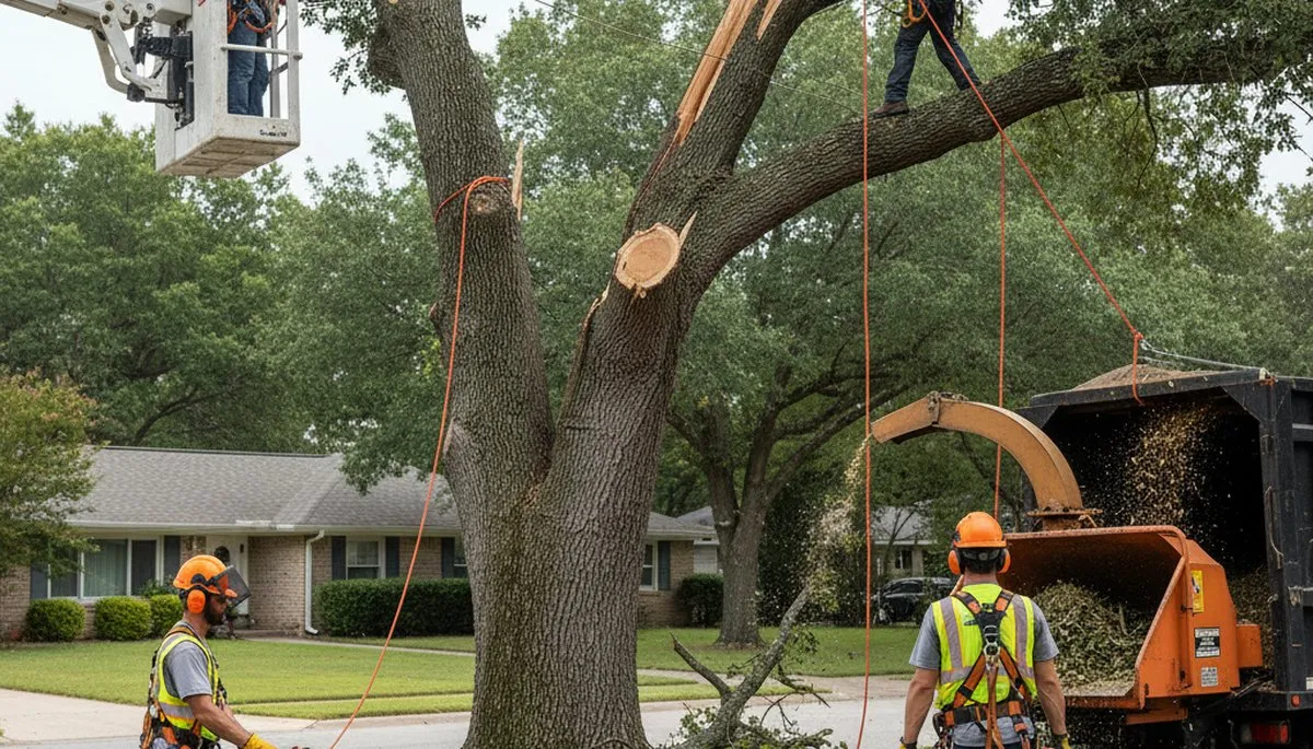 Emergency tree service crew clearing storm damage in Oak Park, IL