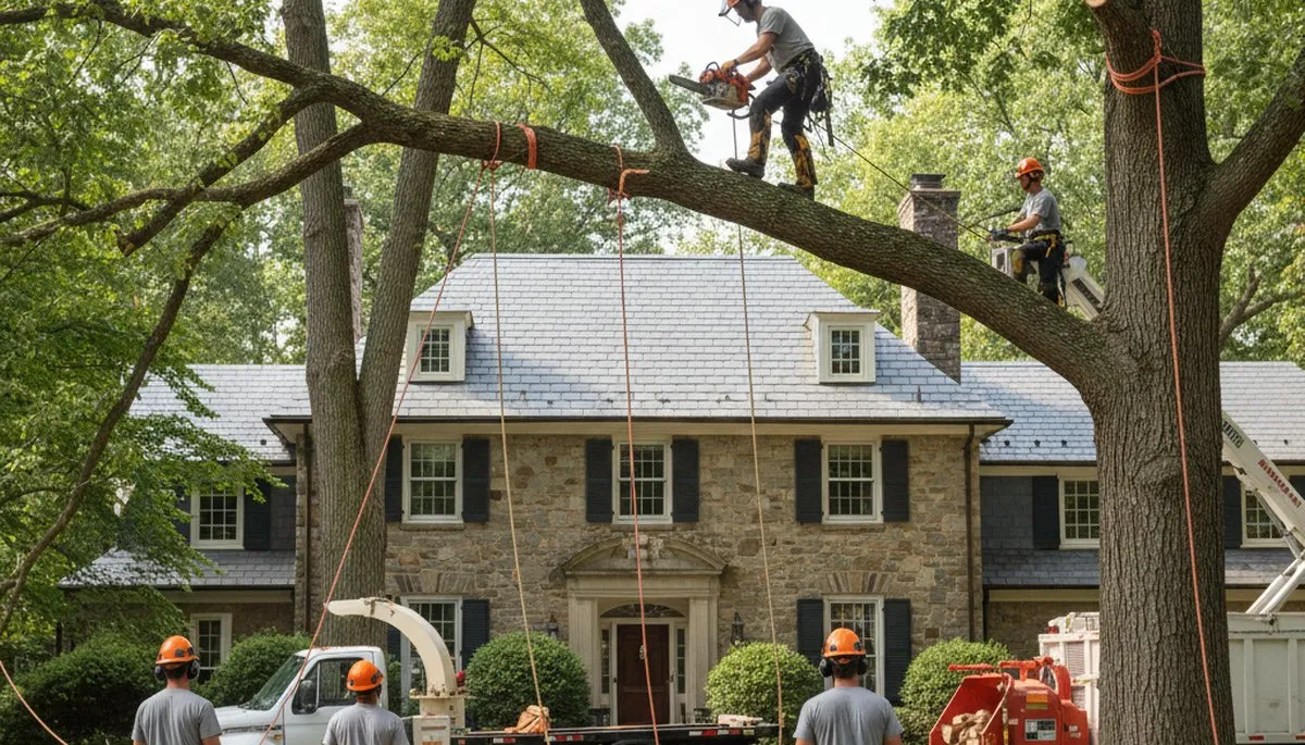 Tree service crew in Oak Park, IL providing professional tree care for local properties
