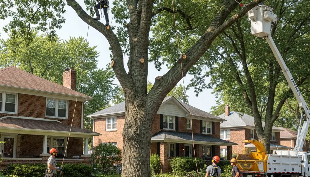 Tree service crew in Oak Park, IL providing professional tree care for local homes and businesses