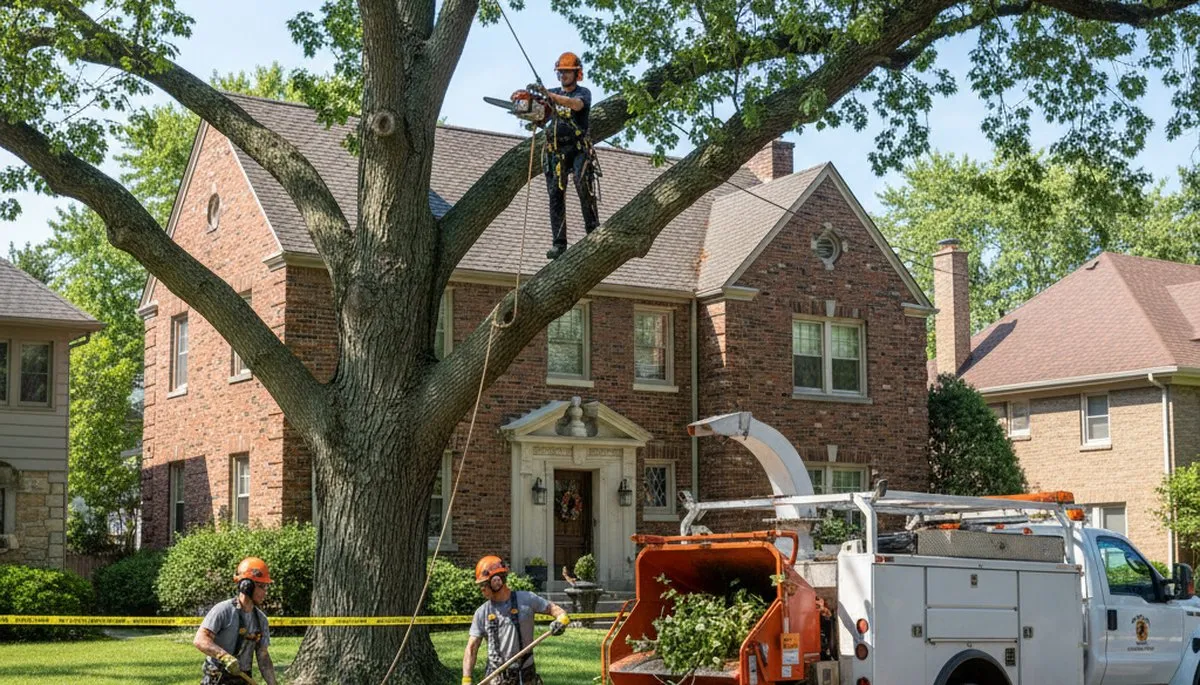 Tree service crew in Oak Park, IL providing professional tree care and removal services