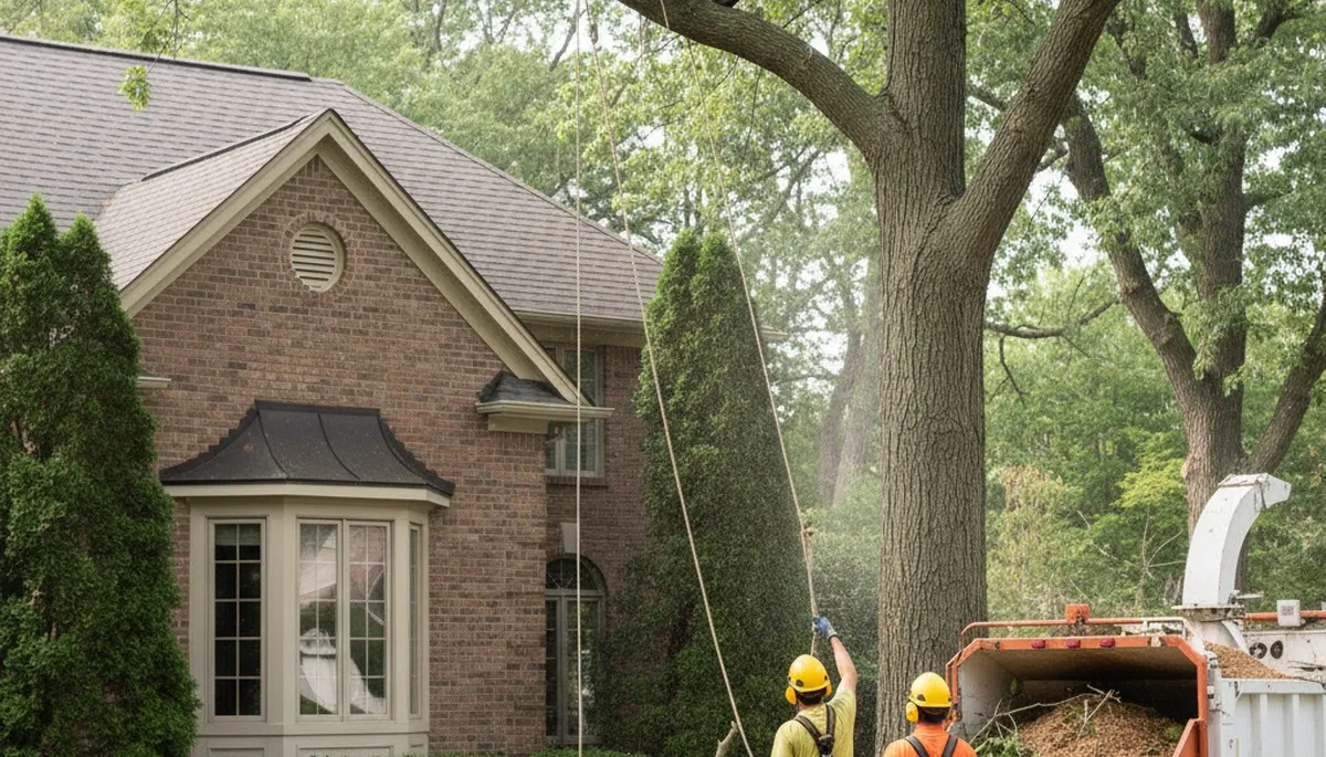 Tree service crew in Oak Park, IL performing professional tree care for local homeowners
