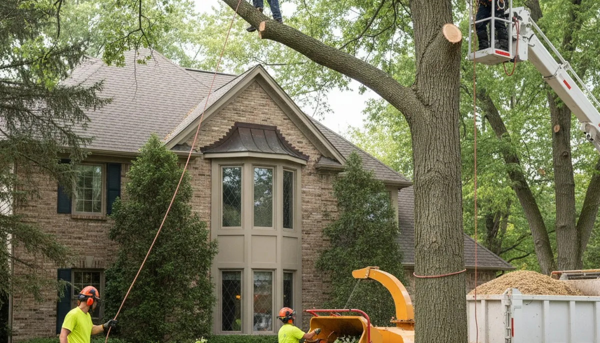 Tree service crew in Oak Park, IL providing professional tree care and removal services